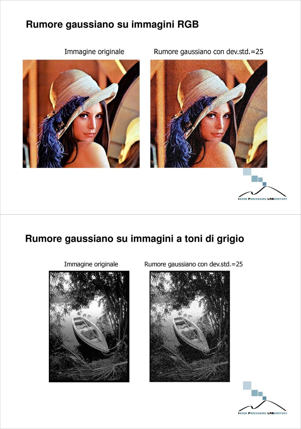 =25 Rumore gaussiano su immagini a toni di