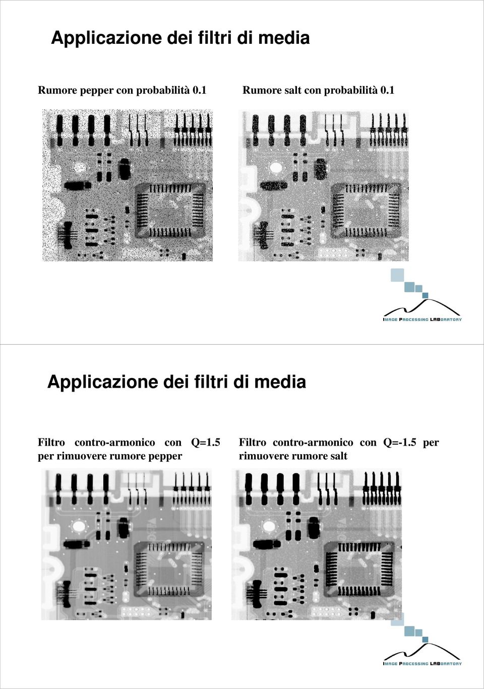 1 Applicazione dei filtri di media Filtro contro-armonico con