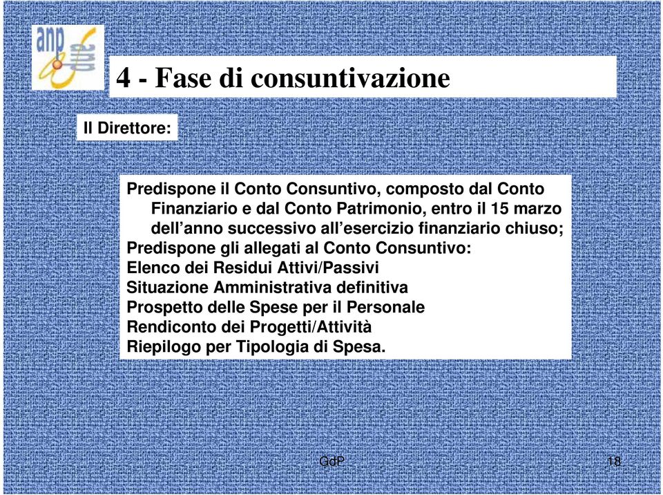 gli allegati al Conto Consuntivo: Elenco dei Residui Attivi/Passivi Situazione Amministrativa definitiva