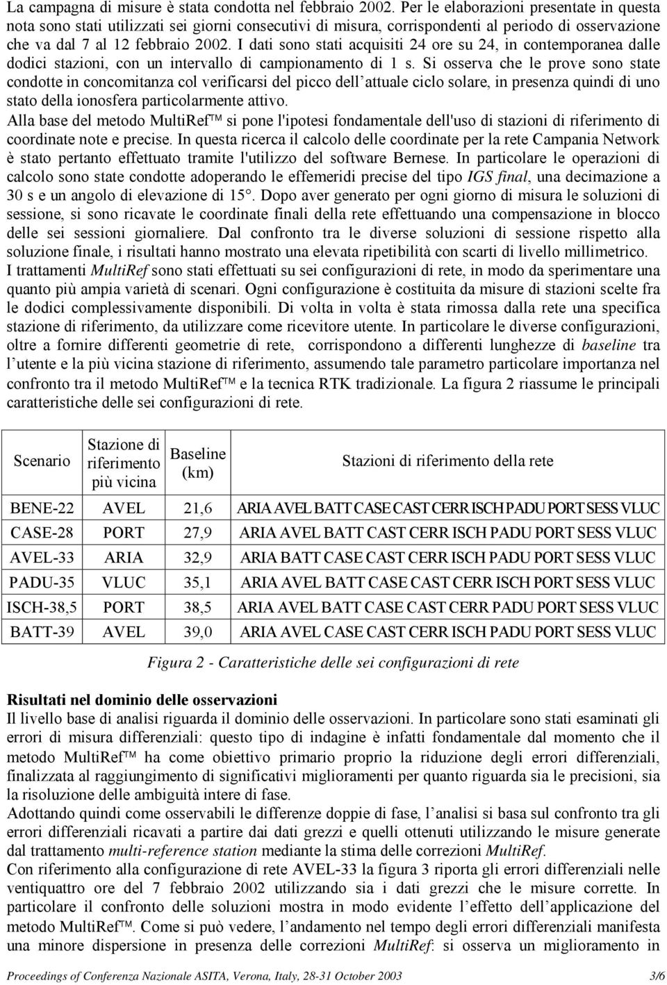 I dati sono stati acquisiti 24 ore su 24, in contemporanea dalle dodici stazioni, con un intervallo di campionamento di 1 s.