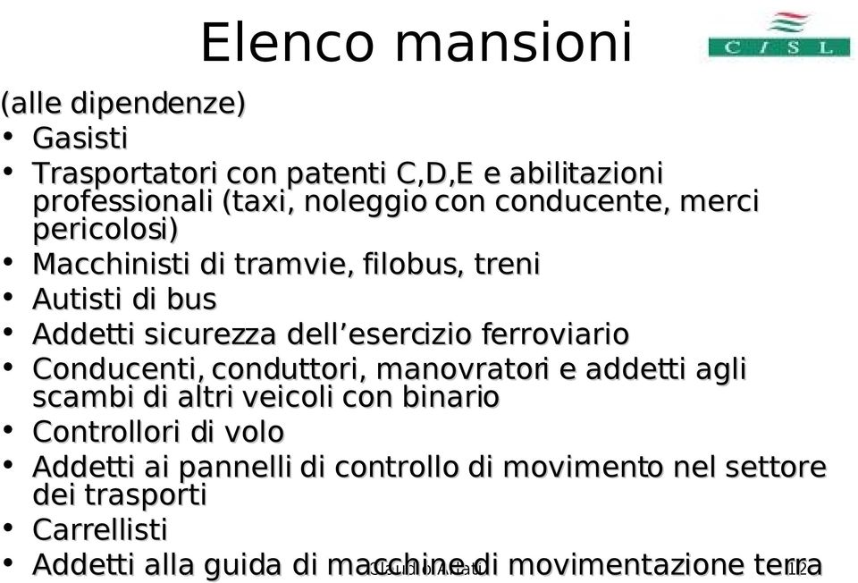 Conducenti, conduttori, manovratori e addetti agli scambi di altri veicoli con binario Controllori di volo Addetti ai pannelli