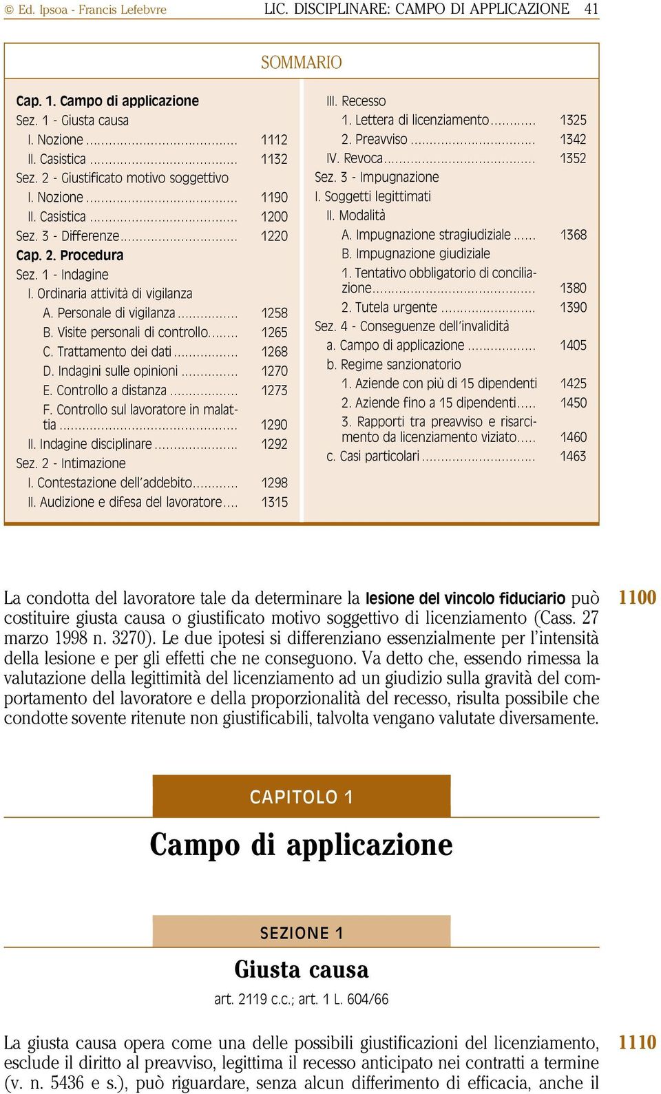 Personale di vigilanza... 1258 B. Visite personali di controllo... 1265 C. Trattamento dei dati... 1268 D. Indagini sulle opinioni... 1270 E. Controllo a distanza... 1273 F.