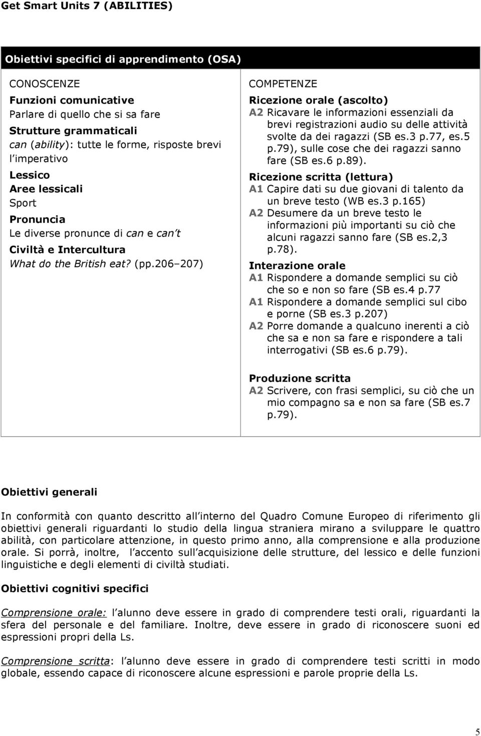 A1 Capire dati su due giovani di talento da un breve testo (WB es.3 p.165) A2 Desumere da un breve testo le informazioni più importanti su ciò che alcuni ragazzi sanno fare (SB es.2,3 p.78).