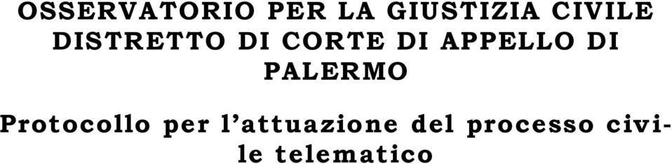 APPELLO DI PALERMO Protocollo per