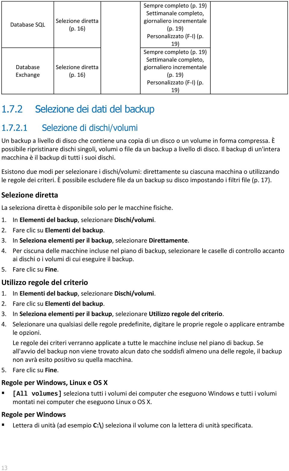 Selezione dei dati del backup 1.7.2.1 Selezione di dischi/volumi Un backup a livello di disco che contiene una copia di un disco o un volume in forma compressa.