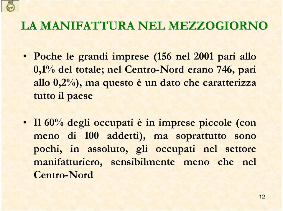 Il 60% degli occupati è in imprese piccole (con meno di 100 addetti), ma soprattutto sono