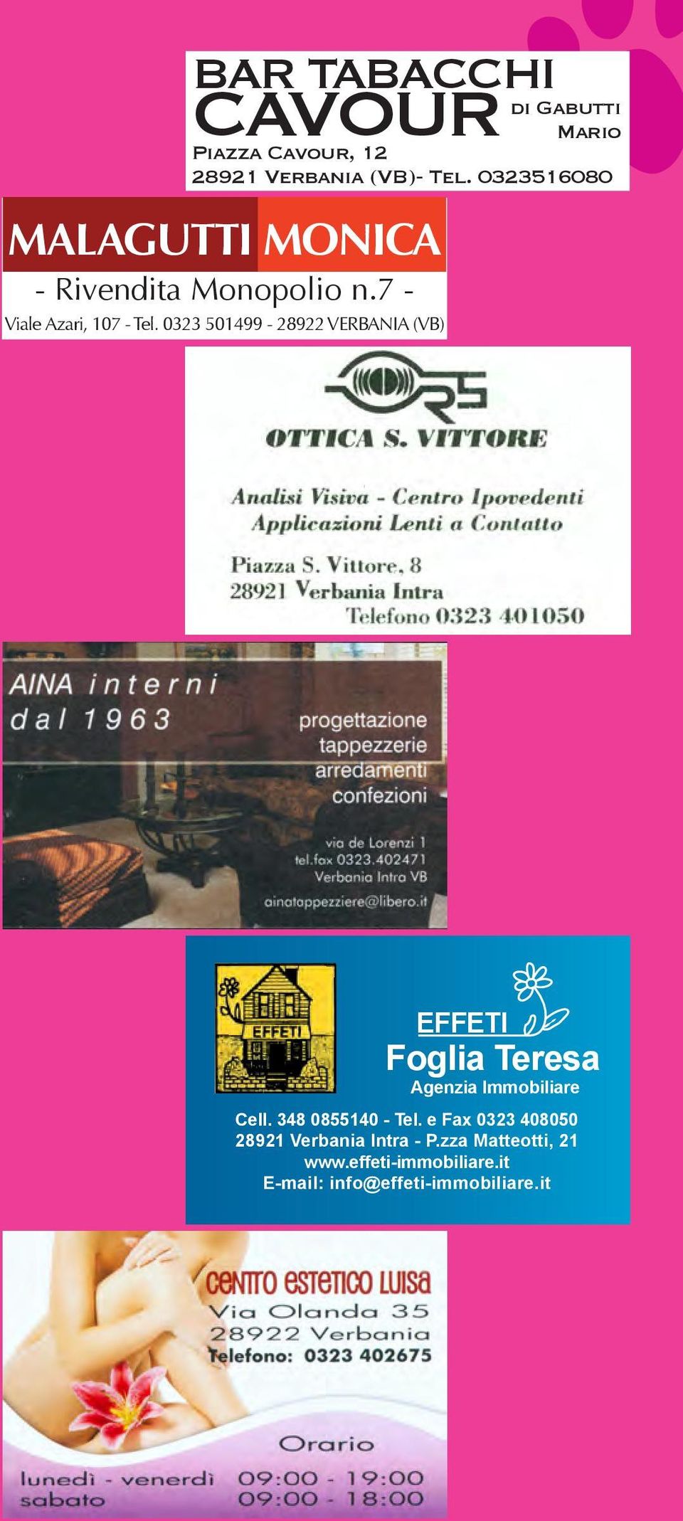 0323 501499-28922 VERBANIA (VB) EFFETI Foglia Teresa Agenzia Immobiliare Cell.