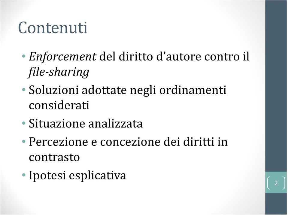 considerati Situazione analizzata Percezione e