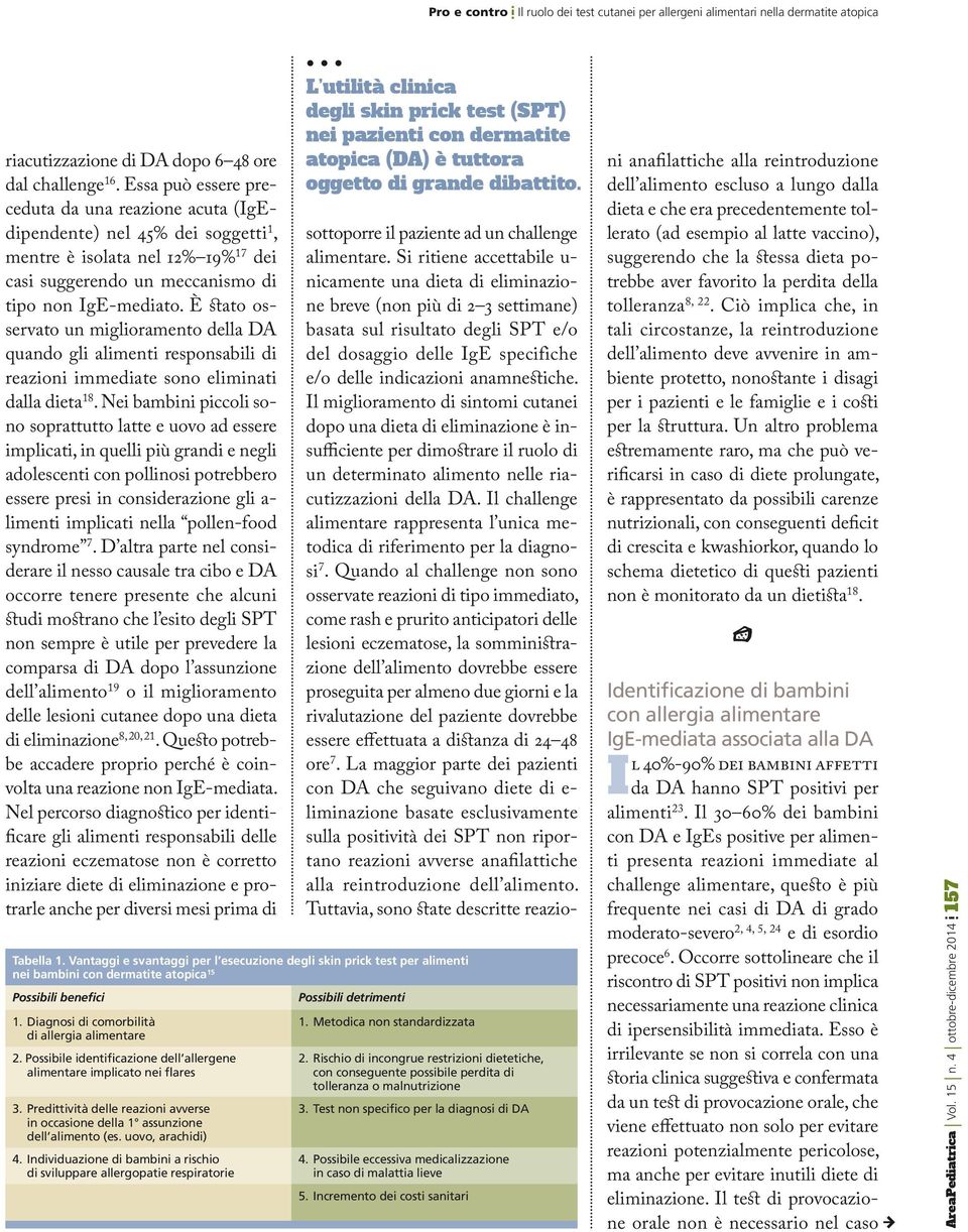 È stato osservato un miglioramento della DA quando gli alimenti responsabili di reazioni immediate sono eliminati dalla dieta 18.