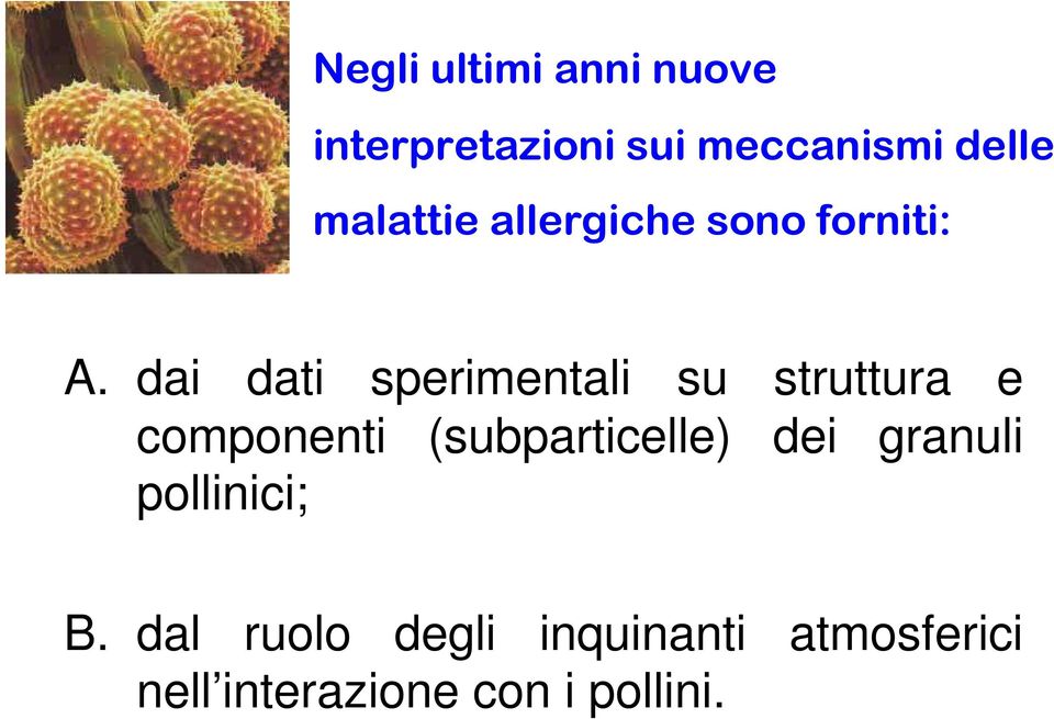 dai dati sperimentali su struttura e componenti (subparticelle)