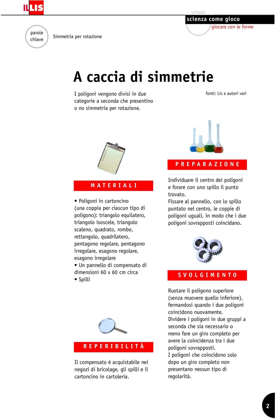 rettangolo, quadrilatero, pentagono regolare, pentagono irregolare, esagono regolare, esagono irregolare Un pannello di compensato di dimensioni 60 x 60 cm circa Spilli REPERIBILITÀ Il compensato è