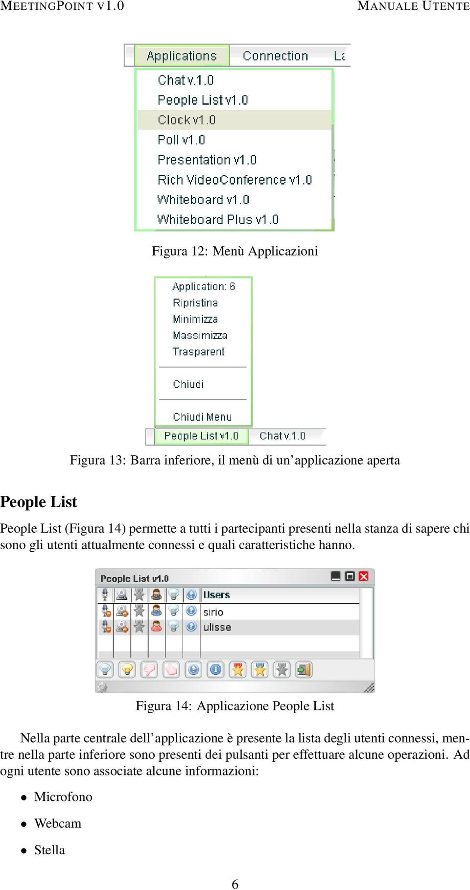 Figura 14: Applicazione People List Nella parte centrale dell applicazione è presente la lista degli utenti connessi, mentre nella parte