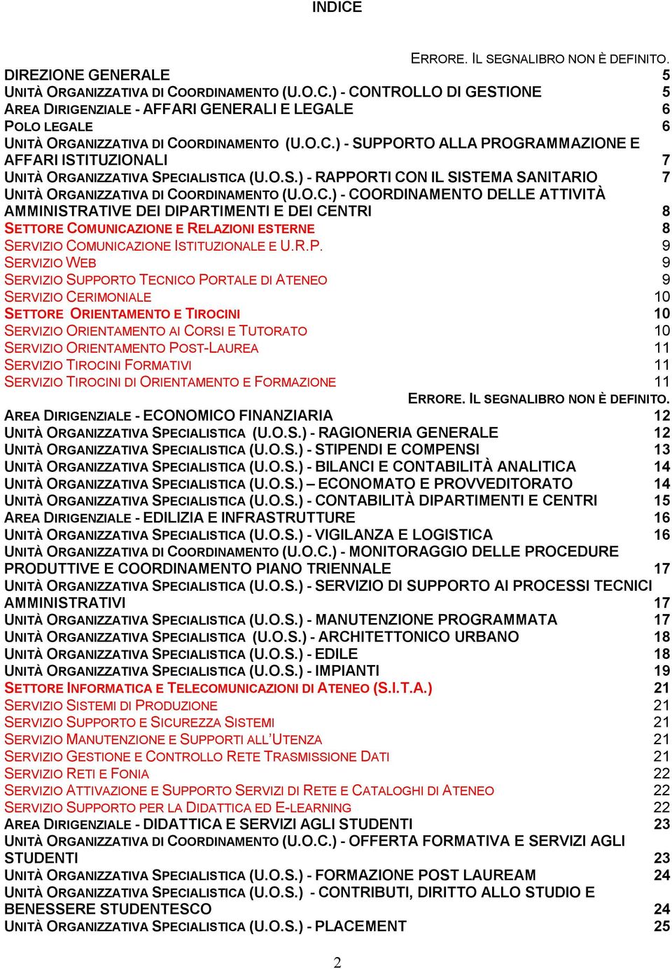 R.P. 9 SERVIZIO WEB 9 SERVIZIO SUPPORTO TECNICO PORTALE DI ATENEO 9 SERVIZIO CERIMONIALE 10 SETTORE ORIENTAMENTO E TIROCINI 10 SERVIZIO ORIENTAMENTO AI CORSI E TUTORATO 10 SERVIZIO ORIENTAMENTO