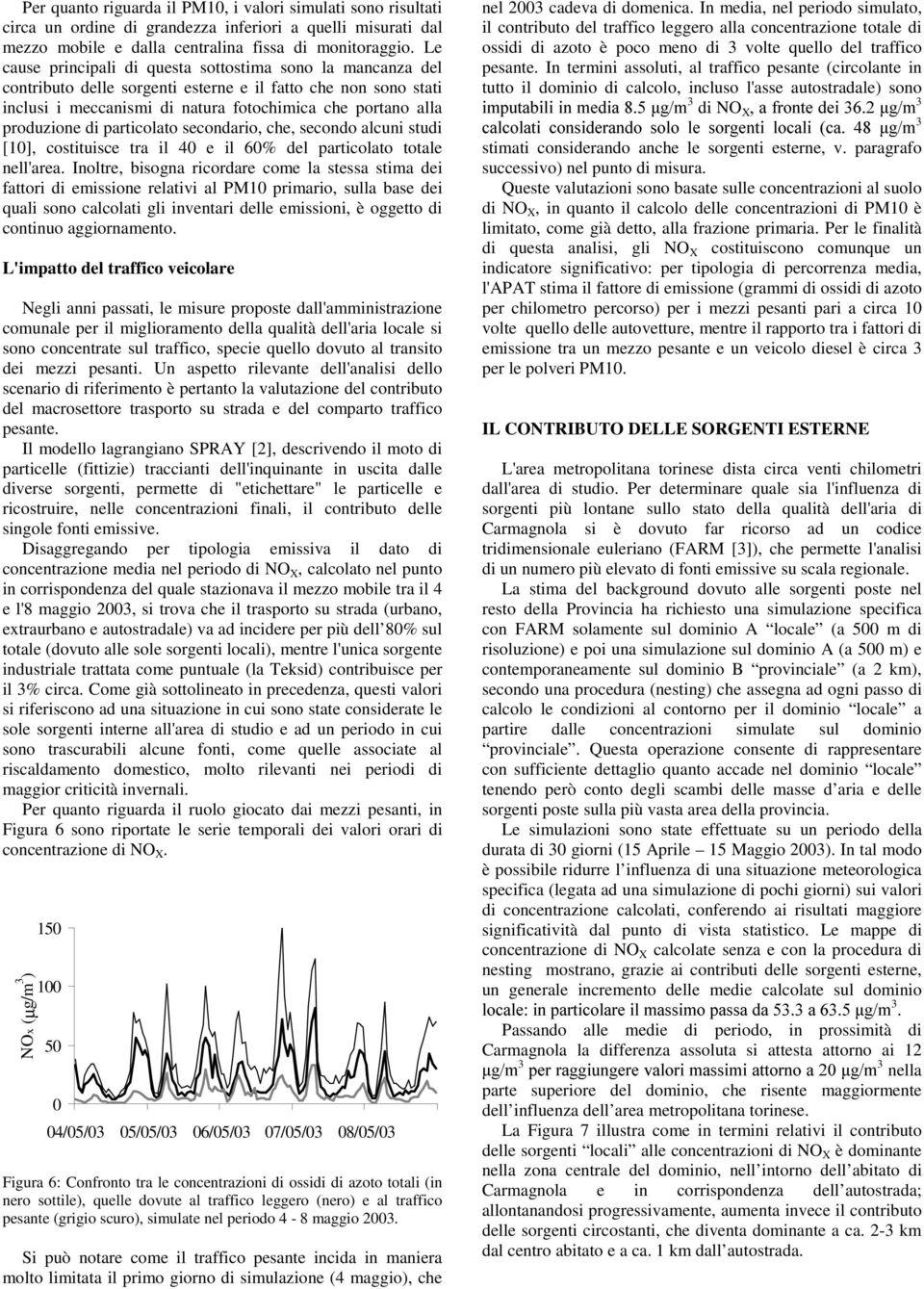 particolato secondario, che, secondo alcuni studi [10], costituisce tra il 40 e il 60% del particolato totale nell'area.