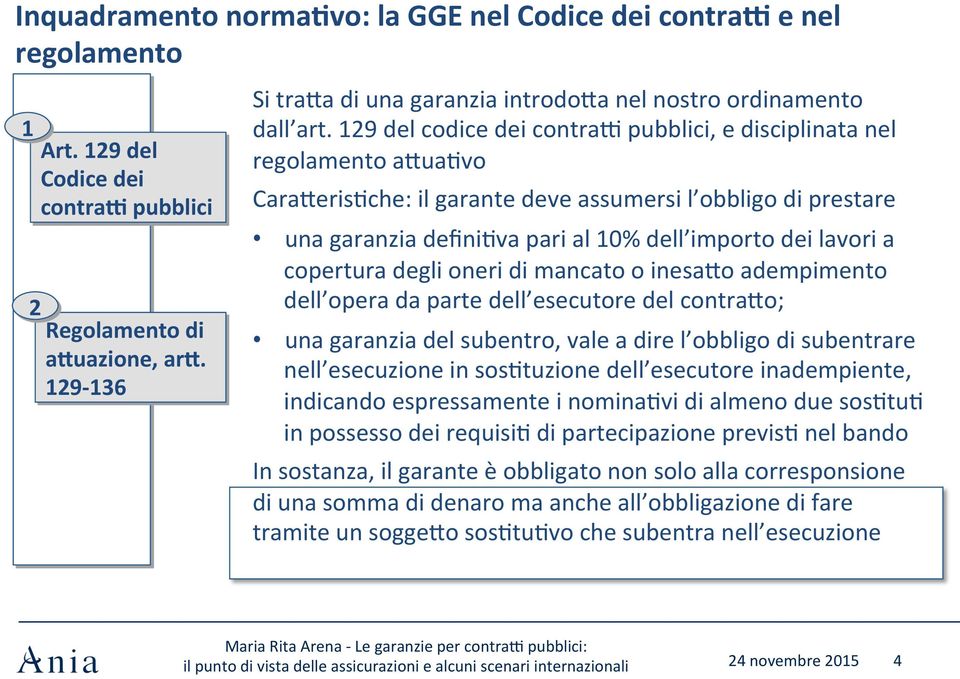 pubblici, e disciplinata nel regolamento aeuagvo CaraEerisGche: il garante deve assumersi l obbligo di prestare una garanzia definigva pari al 10% dell importo dei lavori a copertura degli oneri di