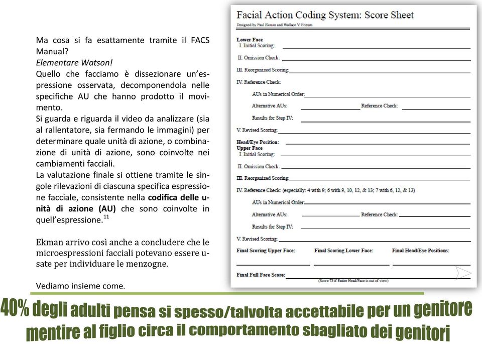 Si guarda e riguarda il video da analizzare (sia al rallentatore, sia fermando le immagini) per determinare quale unità di azione, o combinazione di unità di azione, sono coinvolte nei