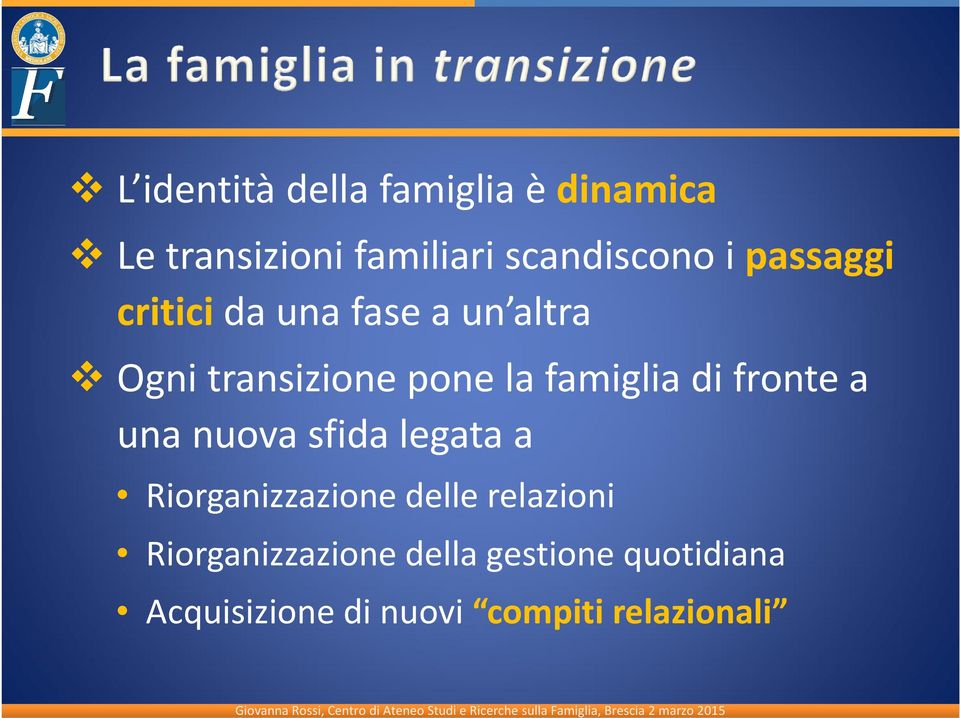 fronte a una nuova sfida legata a Riorganizzazione delle relazioni