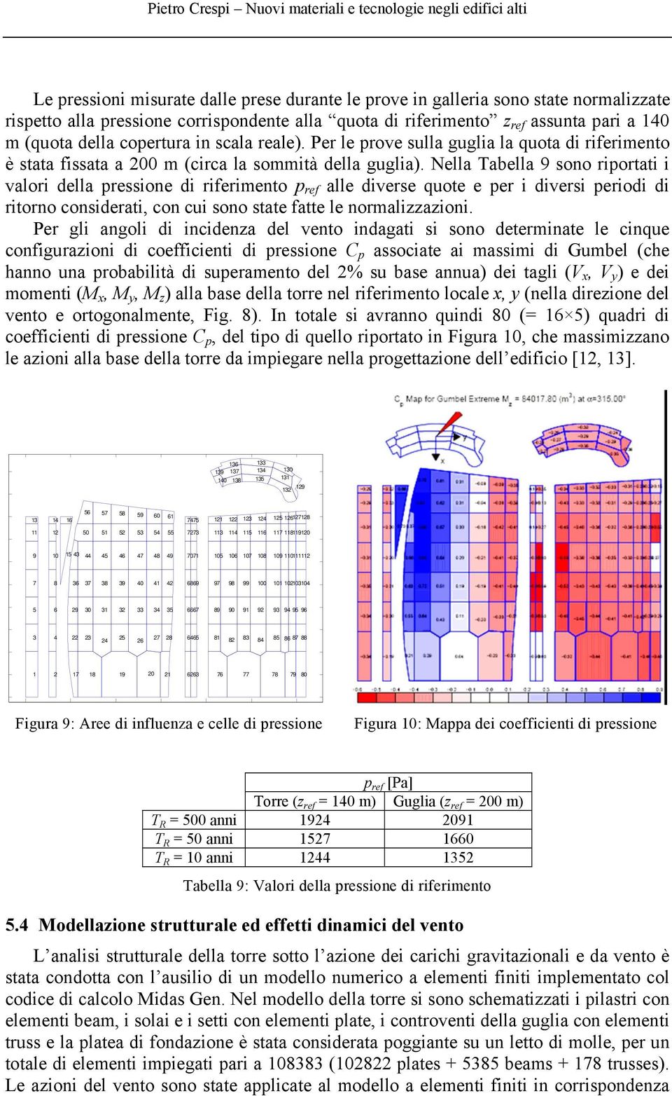 Nella Tabella 9 sono rportat valor della pressone d rfermento p ref alle dverse quote e per dvers perod d rtorno consderat, con cu sono state fatte le normalzzazon.