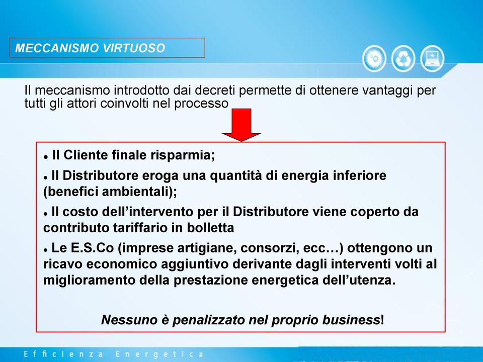 Distributore viene coperto da contributo tariffario in bolletta Le E.S.