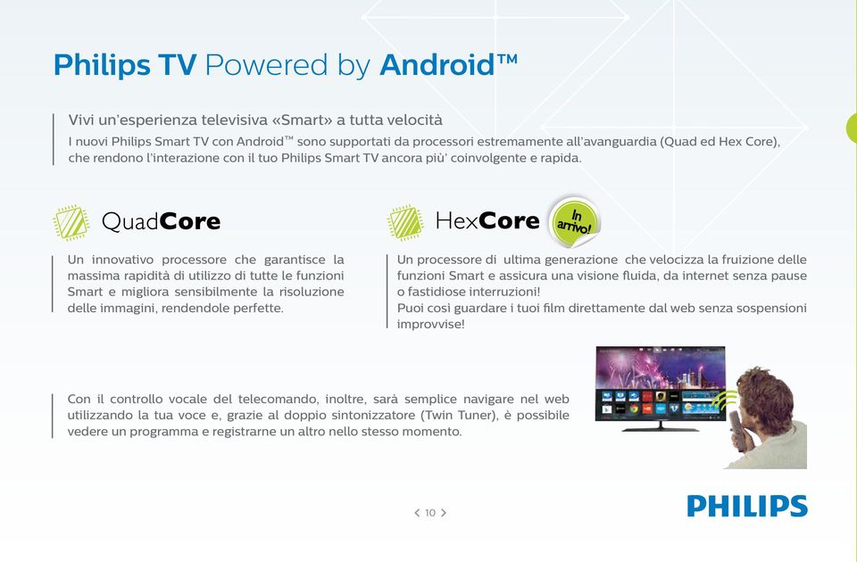 Un innovativo processore che garantisce la massima rapidità di utilizzo di tutte le funzioni Smart e migliora sensibilmente la risoluzione delle immagini, rendendole perfette.