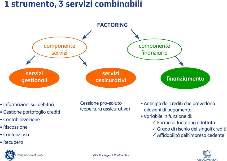 Contenzioso Recupero Cessione pro-soluto (copertura assicurativa) Anticipo dei crediti che prevedono dilazioni di