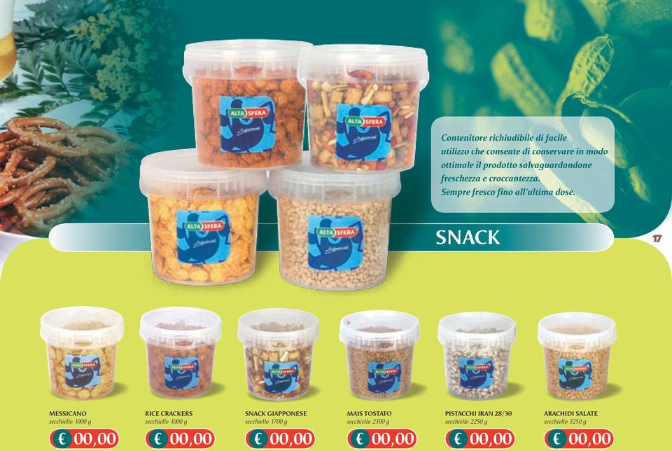 SNACK 17 messicano secchiello 1000 g rice crackers secchiello 1000 g snack giapponese secchiello