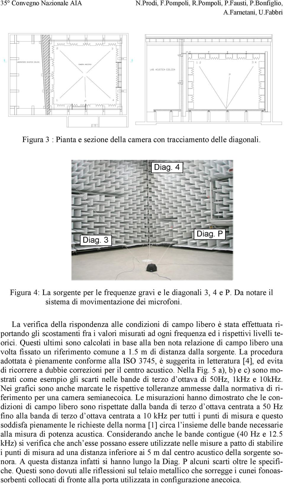 La verifica della rispondenza alle condizioni di campo libero è stata effettuata riportando gli scostamenti fra i valori misurati ad ogni frequenza ed i rispettivi livelli teorici.