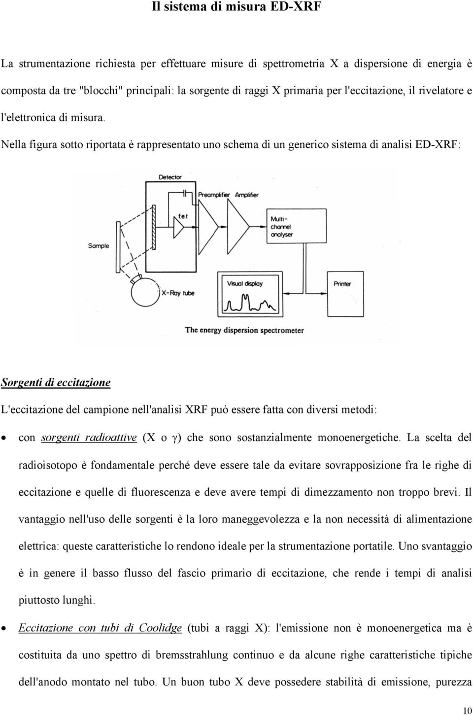 Nella fgura sotto rportata è rappresentato uno schema d un generco sstema d anals ED-XRF: Sorgent d ecctazone L'ecctazone del campone nell'anals XRF può essere fatta con dvers metod: con sorgent