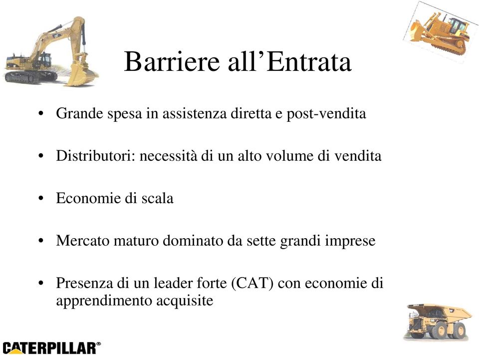 Economie di scala Mercato maturo dominato da sette grandi imprese