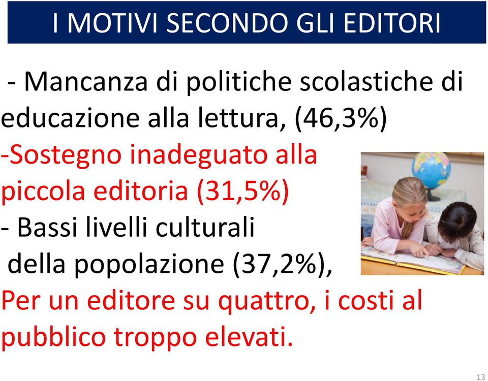 editoria (31,5%) - Bassi livelli culturali della popolazione