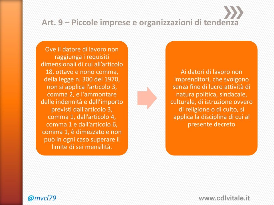 300 del 1970, non si applica l articolo 3, comma 2, e l'ammontare delle indennità e dell importo previsti dall'articolo 3, comma 1, dall articolo 4, comma 1 e