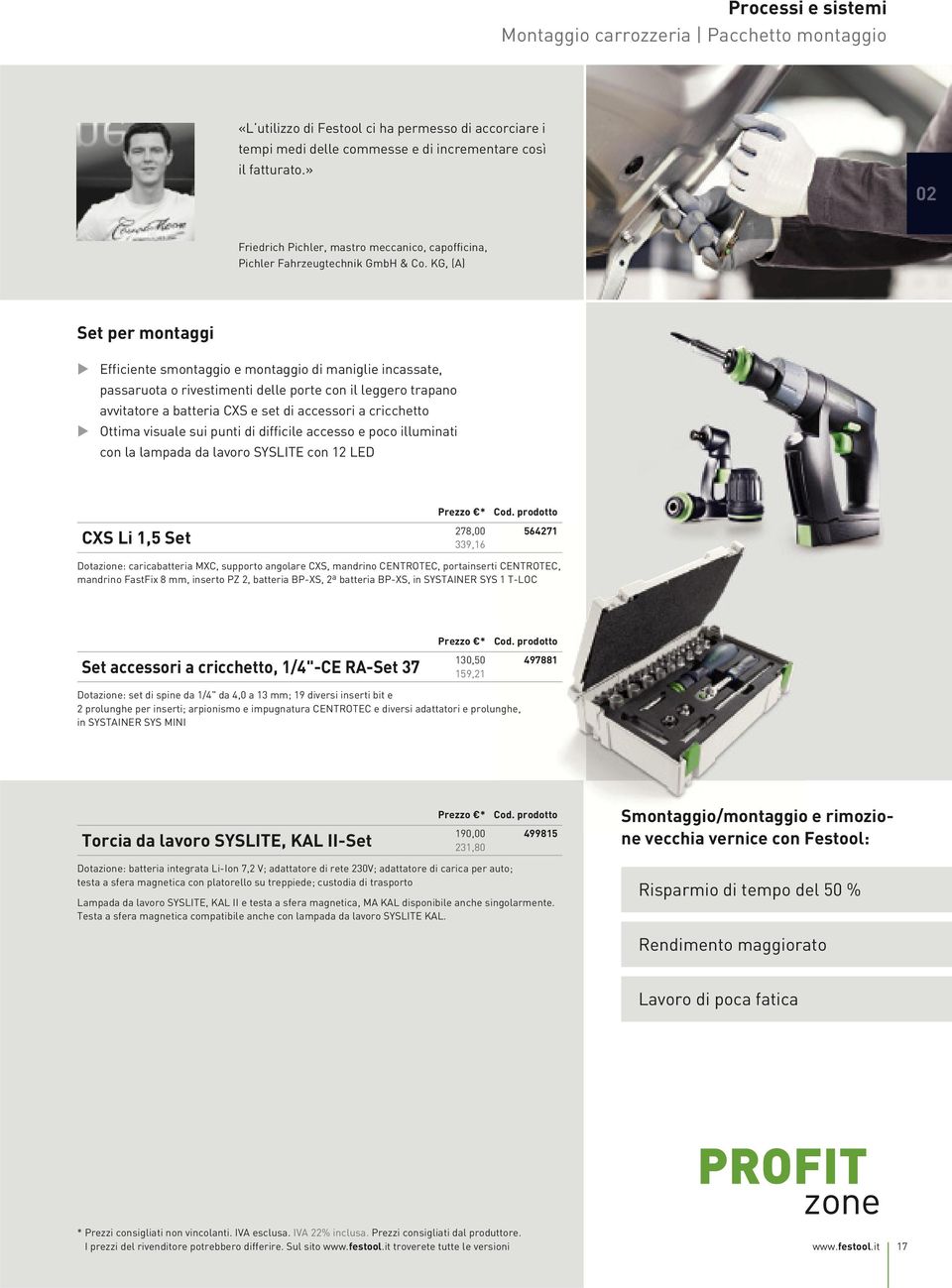 KG, (A) Set per montaggi Efficiente smontaggio e montaggio di maniglie incassate, passaruota o rivestimenti delle porte con il leggero trapano avvitatore a batteria CXS e set di accessori a