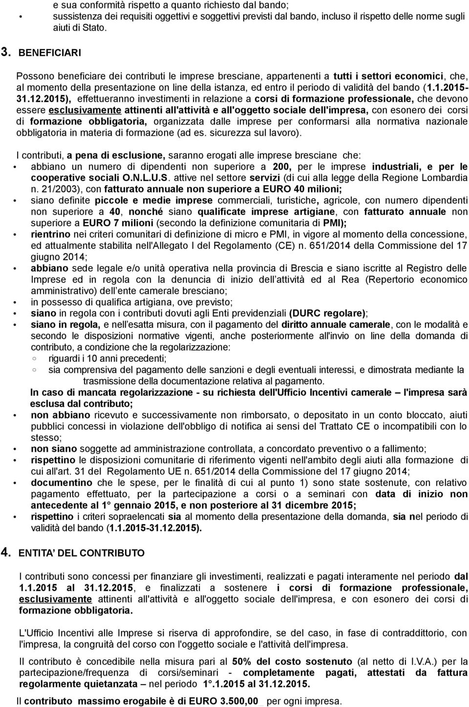 validità del bando (1.1.2015-31.12.