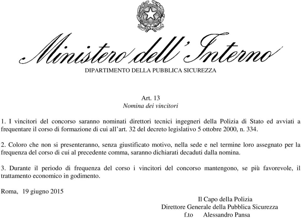 32 del decreto legislativo 5 ottobre 20