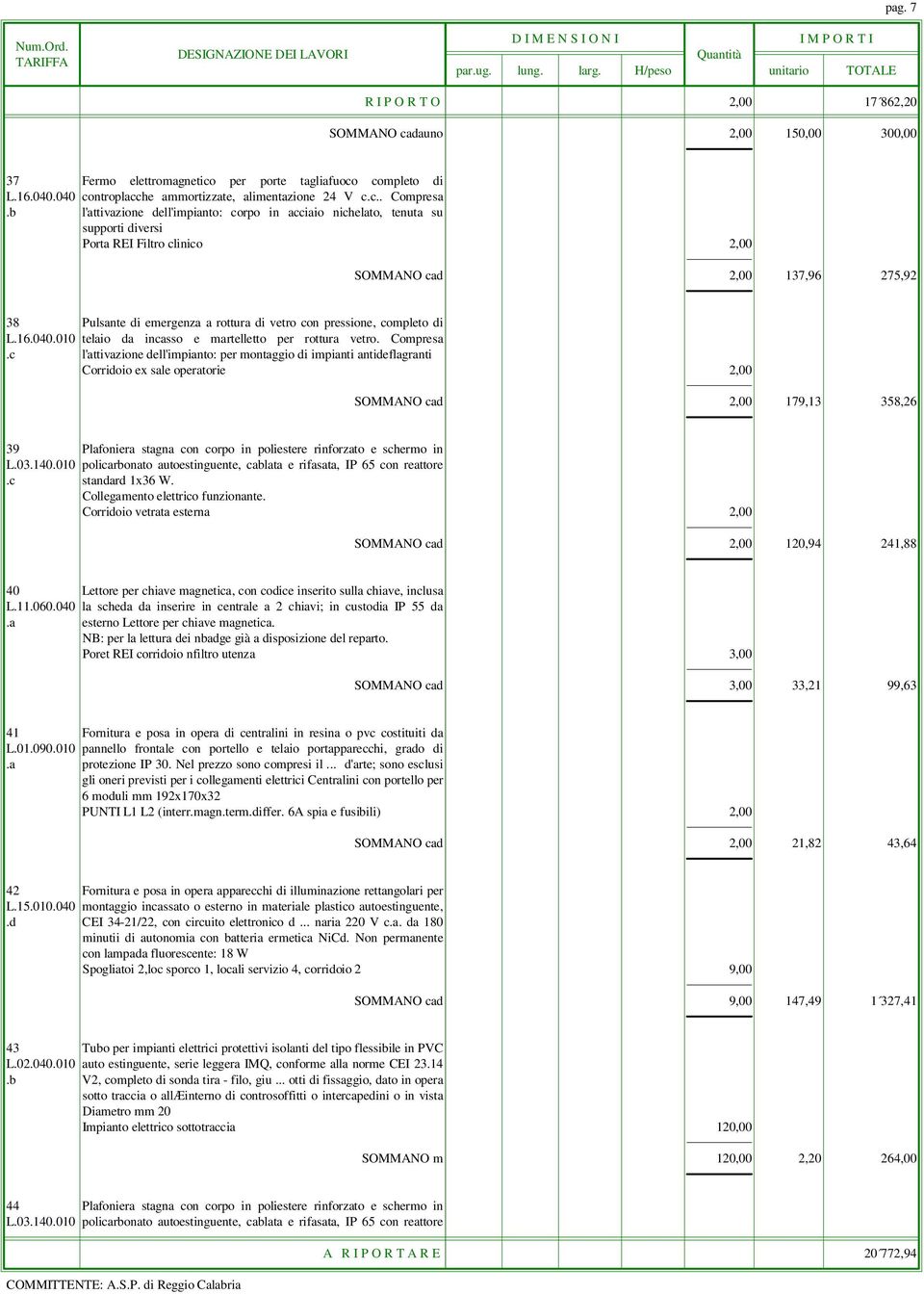 pressione, completo di L.16.040.010 telaio da incasso e martelletto per rottura vetro. Compresa.