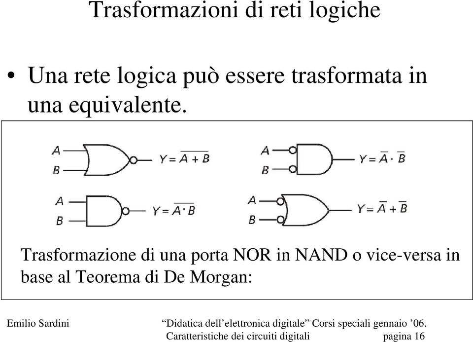 Trasformazione di una porta NOR in NAND o vice-versa in