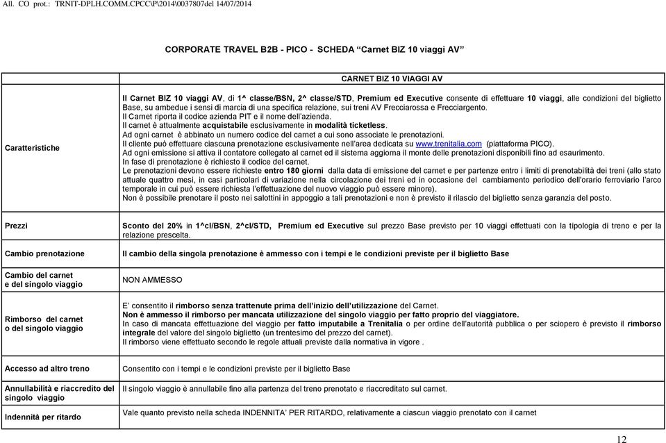 Il Carnet riporta il codice azienda PIT e il nome dell azienda. Il carnet è attualmente acquistabile esclusivamente in modalità ticketless.