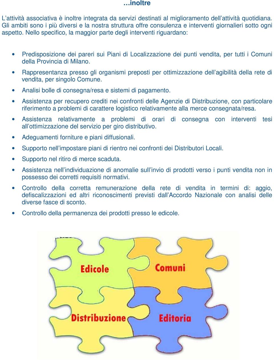 Nello specifico, la maggior parte degli interventi riguardano: Predisposizione dei pareri sui Piani di Localizzazione dei punti vendita, per tutti i Comuni della Provincia di Milano.