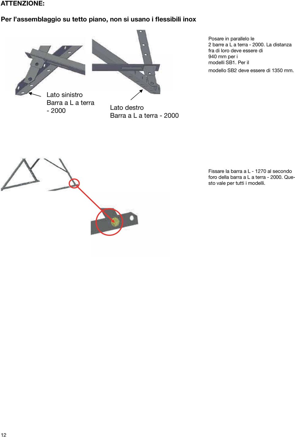 Per il modello SB2 deve essere di 1350 mm.