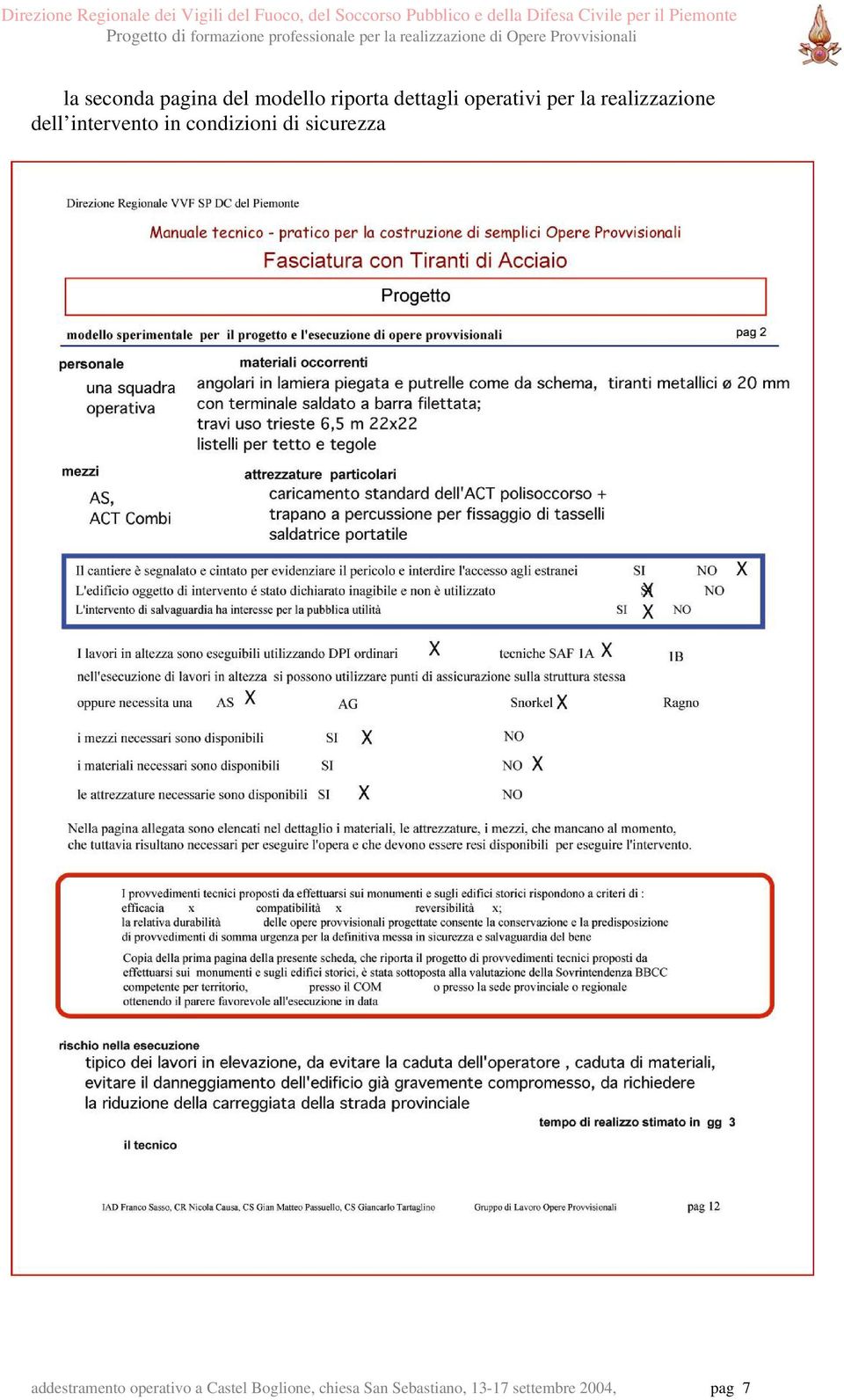 condizioni di sicurezza addestramento operativo a