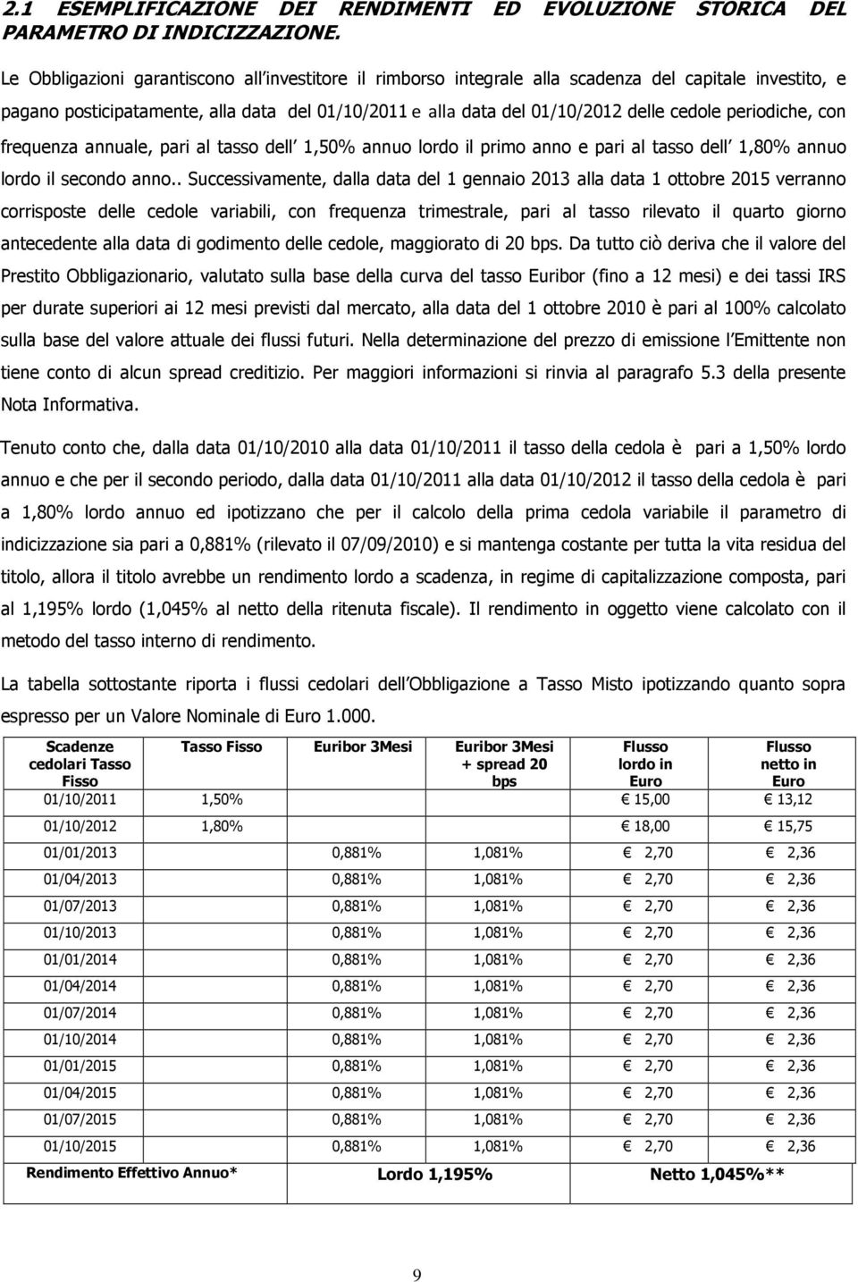 periodiche, con frequenza annuale, pari al tasso dell 1,50% annuo lordo il primo anno e pari al tasso dell 1,80% annuo lordo il secondo anno.