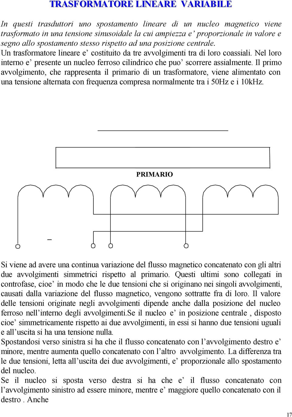 Nel loro interno e presente un nucleo ferroso cilindrico che puo scorrere assialmente.