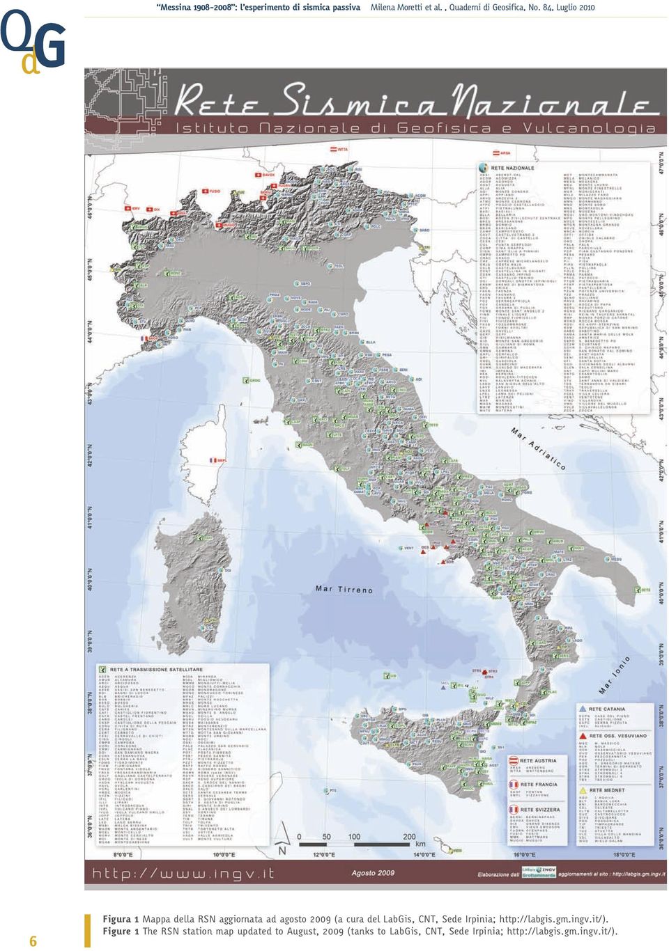 it/). Figure 1 The RSN station map updated to August, 2009