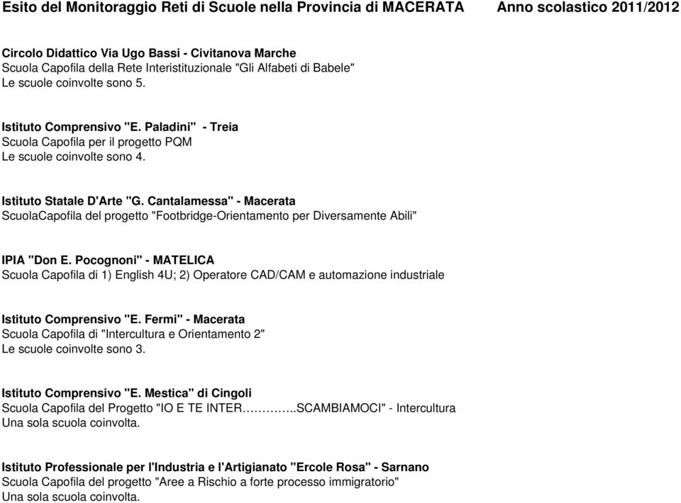 Cantalamessa" - Macerata ScuolaCapofila del progetto "Footbridge-Orientamento per Diversamente Abili" IPIA "Don E.