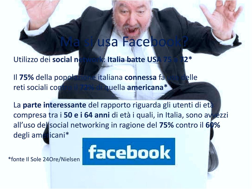 delle reti sociali contro il 72% di quella americana* La parte interessante del rapporto riguarda gli