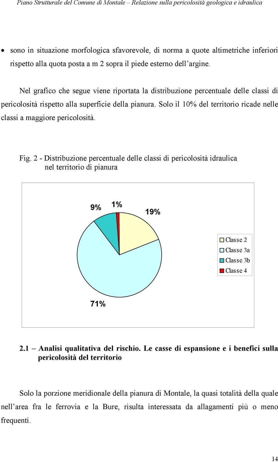 Solo il 10% del territorio ricade nelle classi a maggiore pericolosità. Fig.