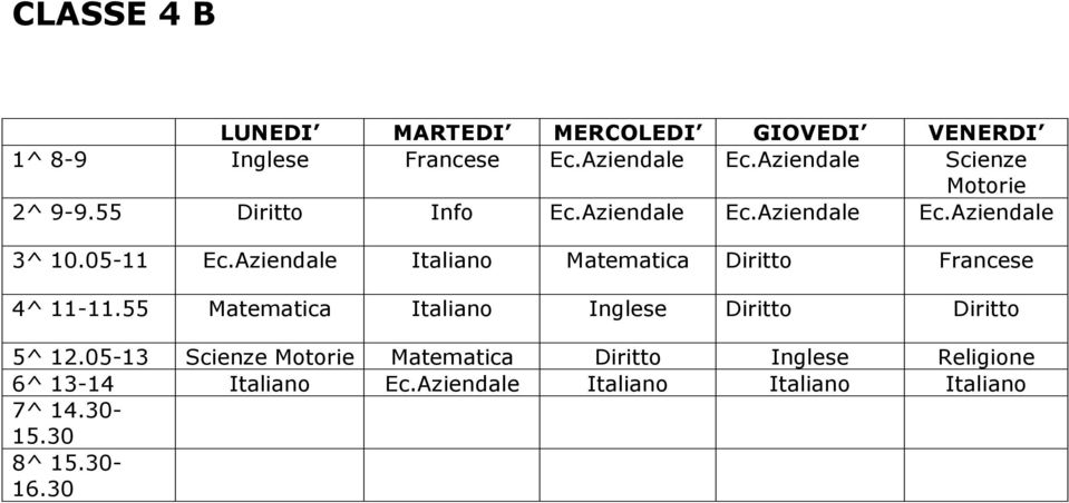 Aziendale Italiano Matematica Diritto Francese 4^ 11-11.