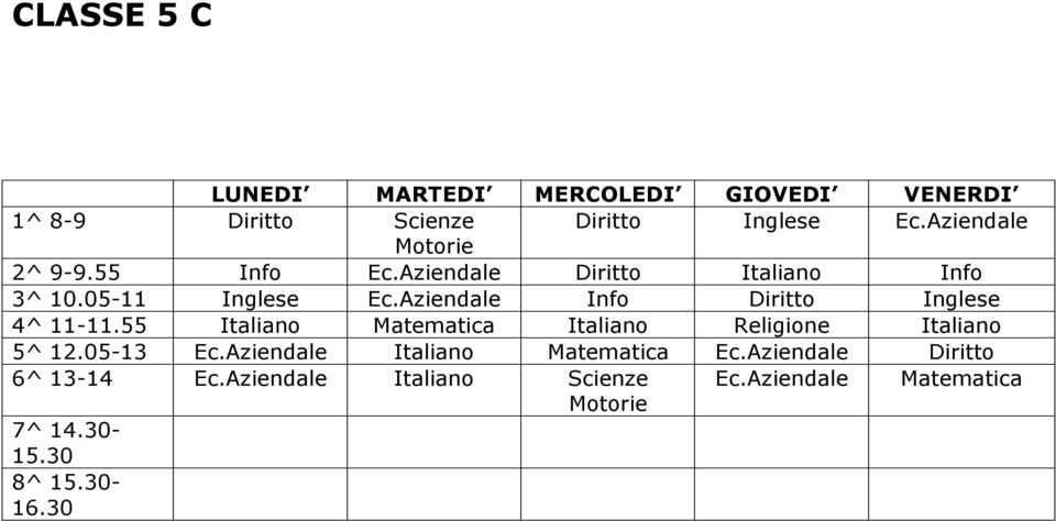 Aziendale Info Diritto Inglese 4^ 11-11.