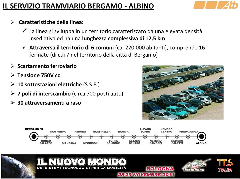 220.000 abitanti), comprende 16 fermate (di cui 7 nel territorio della città di Bergamo) Scartamento ferroviario