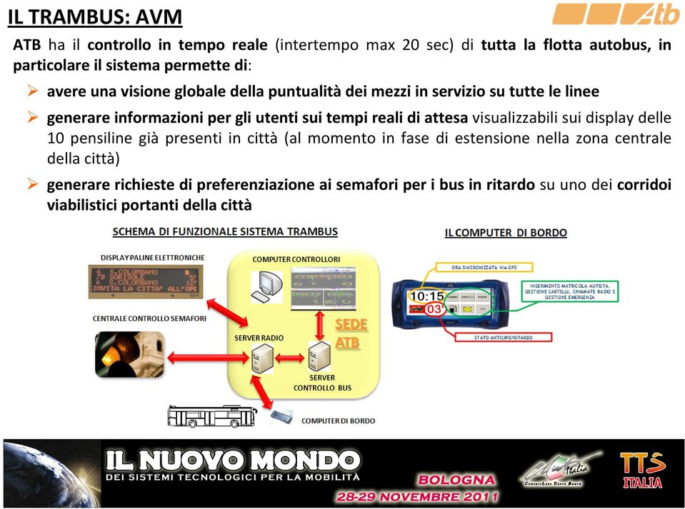 tempi reali di attesa visualizzabili sui display delle 10 pensiline già presenti in città (al momento in fase di estensione nella zona